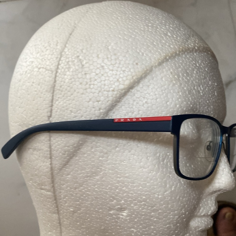 PRADA eye 👁️ glasses UNISEX Italy made light weight nave blue red logo on sides - Picture 4 of 16